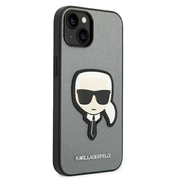 Etui Karl Lagerfeld KLHCP14MSAPKHG pro iPhone 14 Plus 6,7" pevné pouzdro Saffiano Karl`s Head Patch